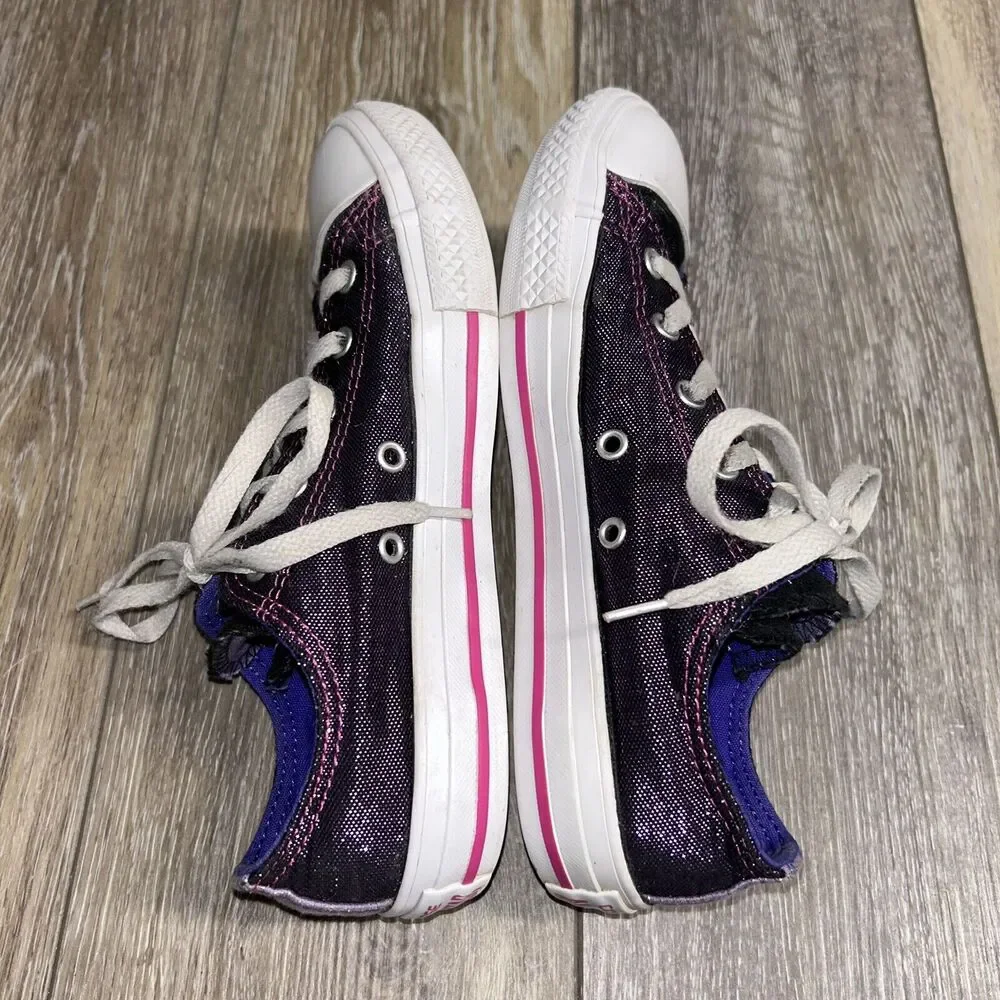 Converse Chuck Taylor Double Tongue Metallic Purple Youth Size 3 Sneaker Shoes